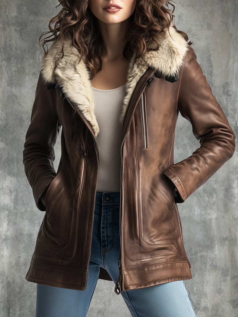 VInéalondon™ | Sheepskin Faux Leather Warm Coat