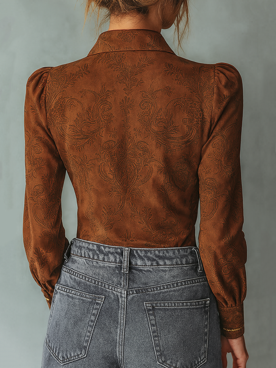 Inéalondon™ | Suede Long-sleeved Blouse