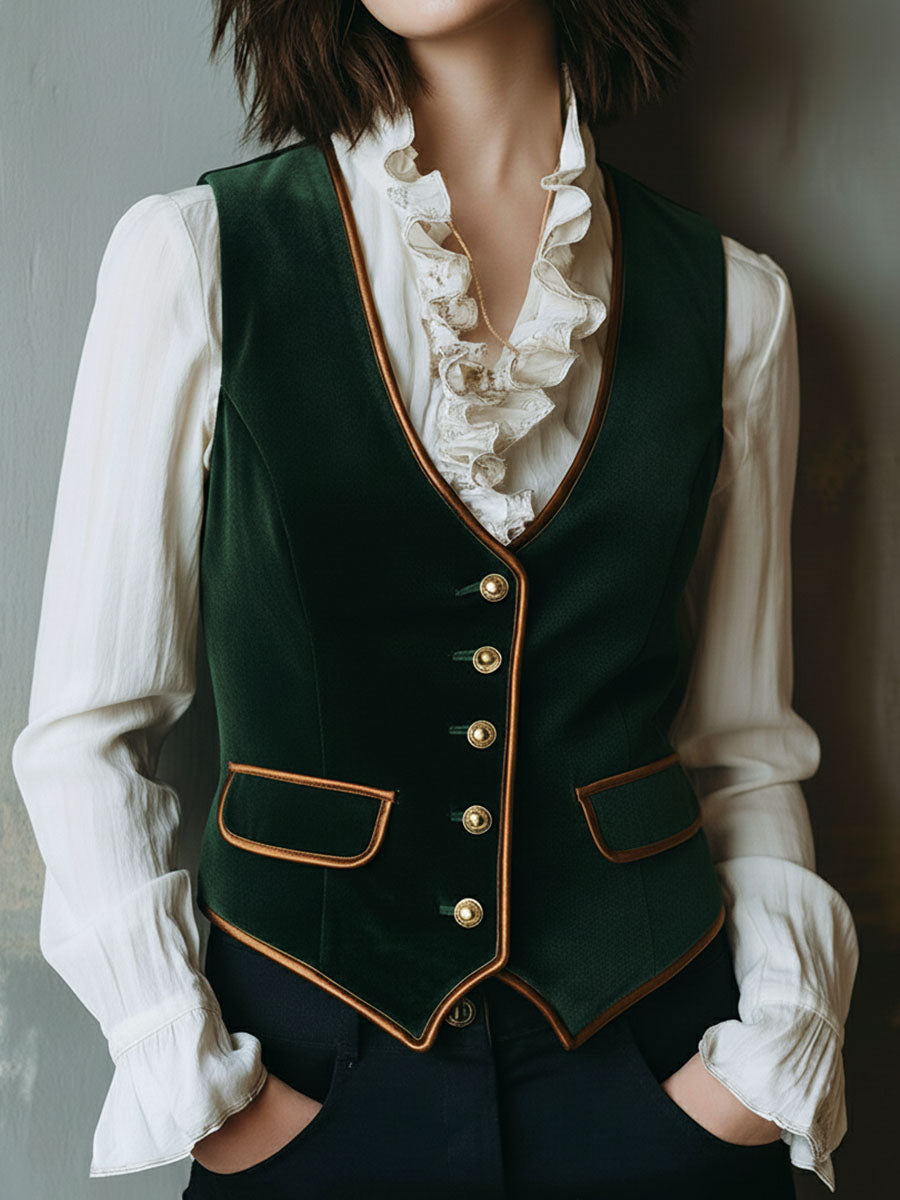 Inéalondon™ | Vest With Gold Button