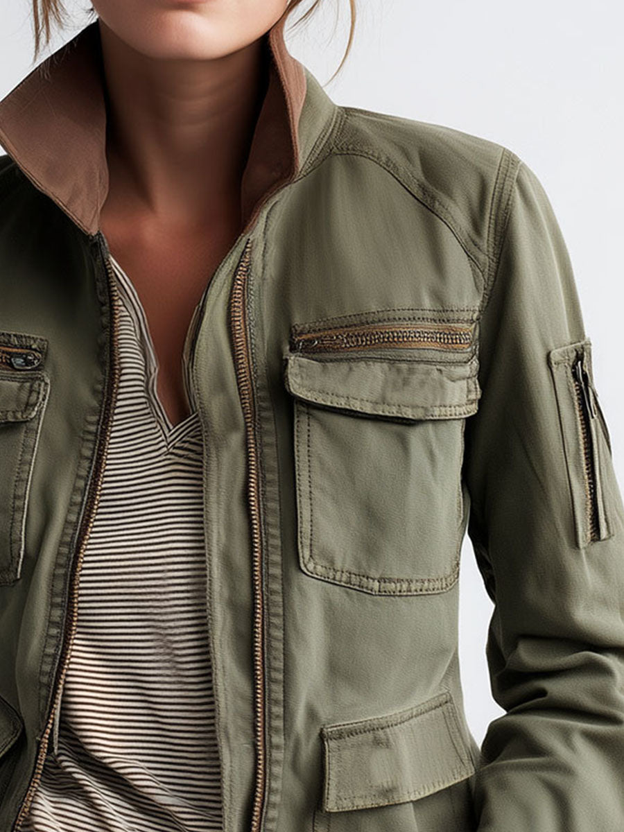 Inéalondon™ | Olive Green Cargo Jacket