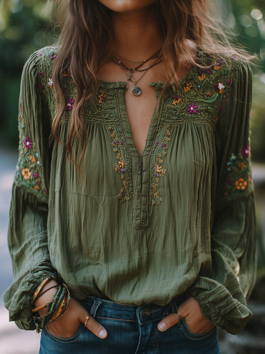 Inéalondon™ | Cotton Olive Green Shirt