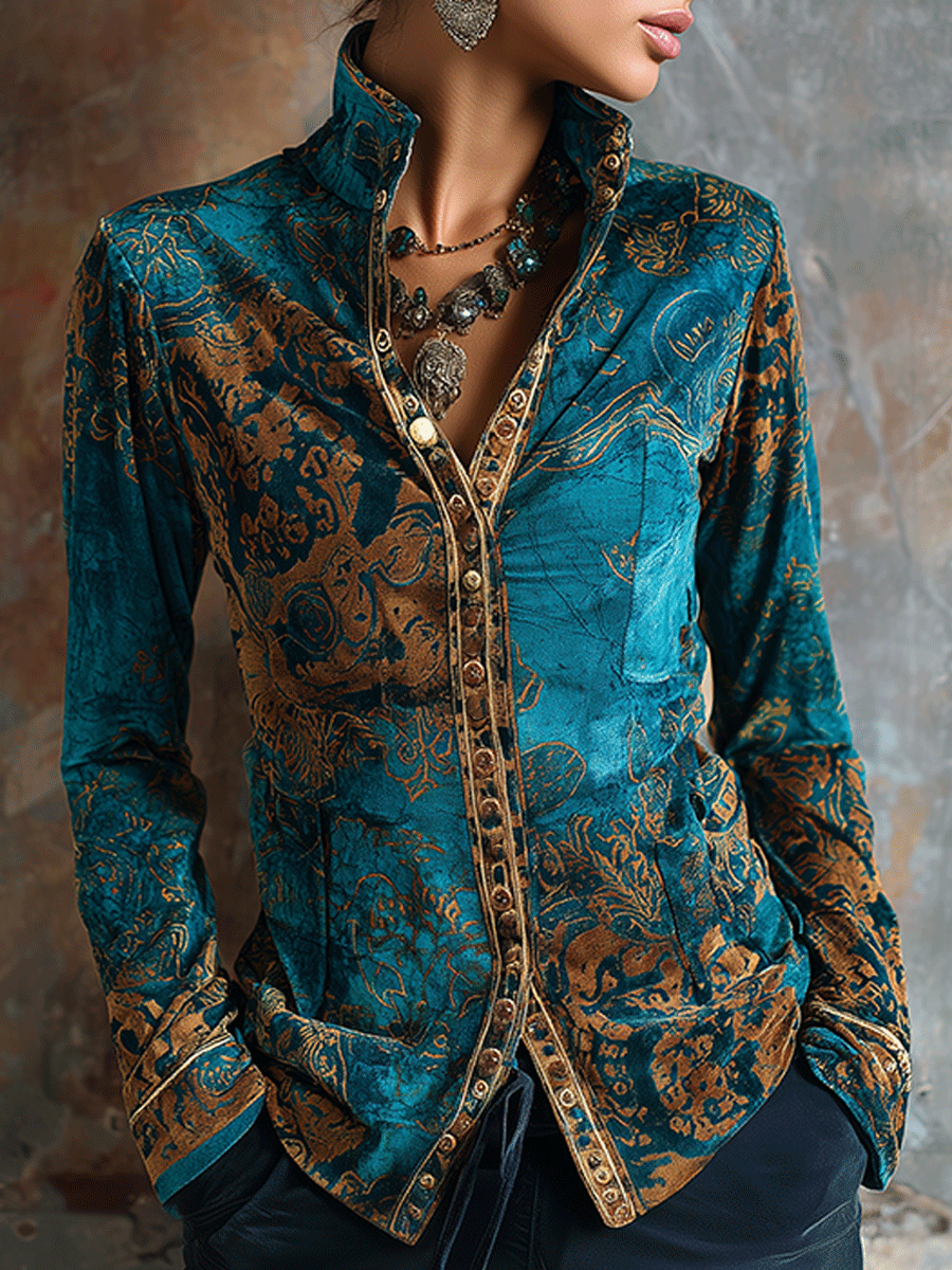 Inéalondon™ | Golden Print Fit Blouse