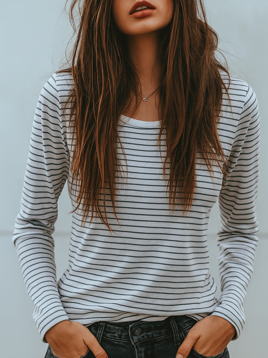Inéalondon™ | Striped Long Sleeve Top