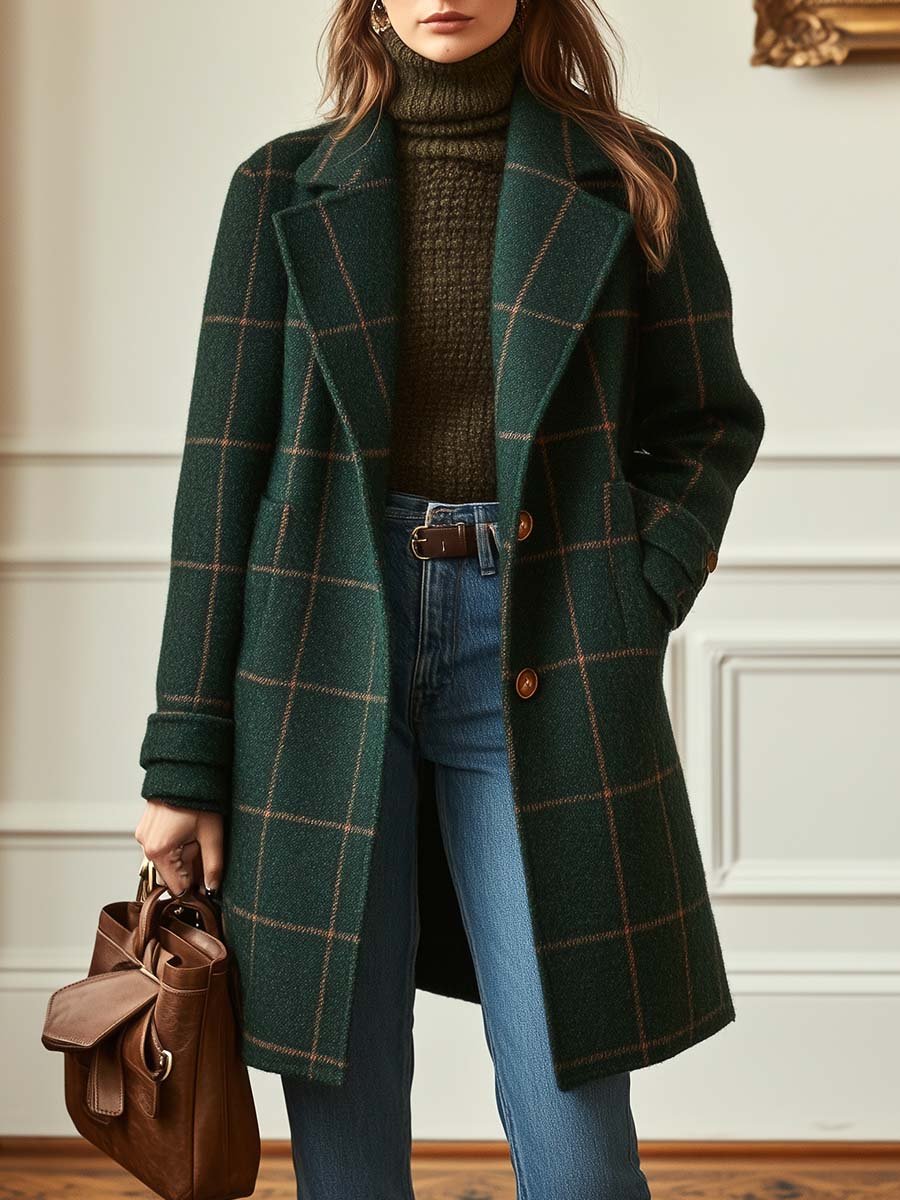 Inéalondon™ | Plaid Tweed Coat