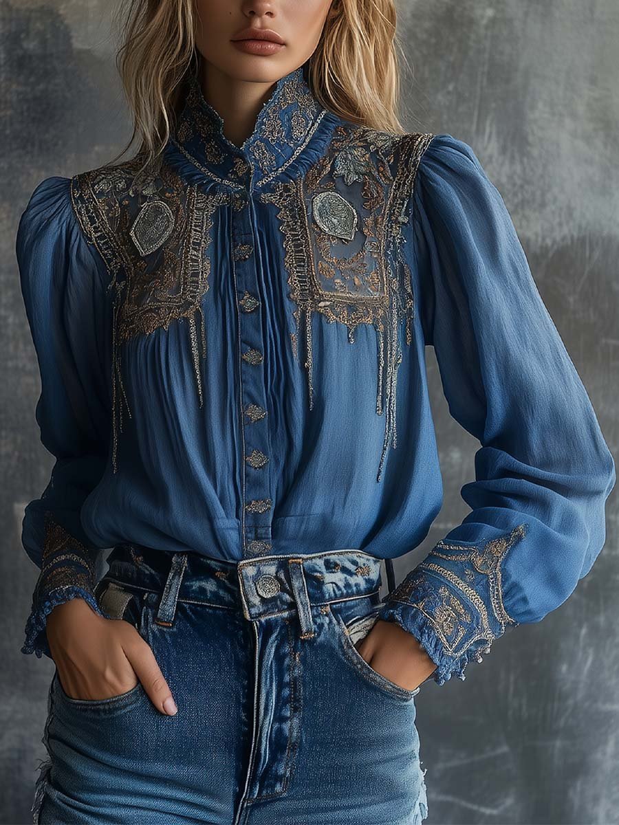 Inéalondon™ | Blue Lace Blouse