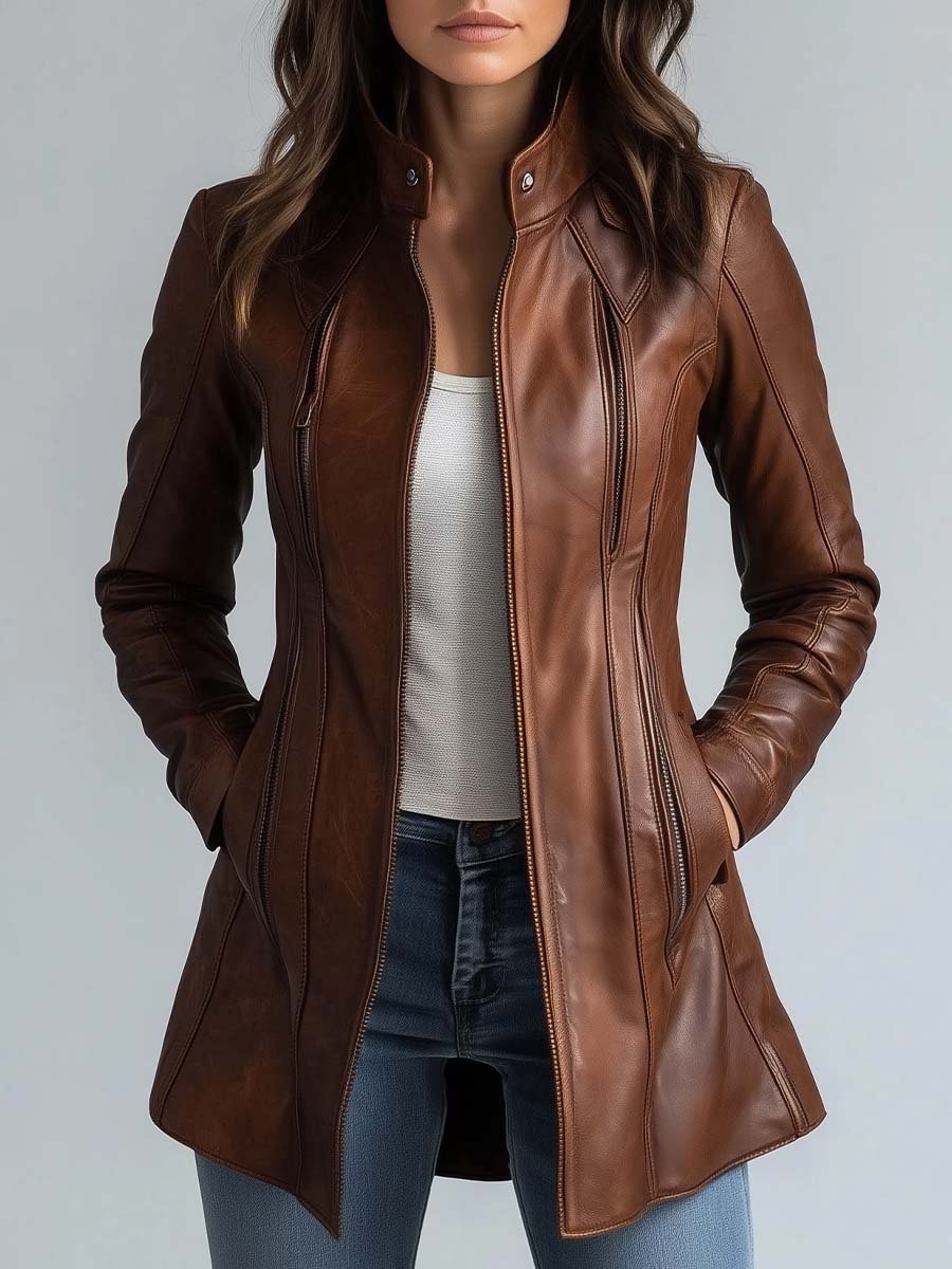 Inéalondon™ | Vintage Faux Leather Jacket