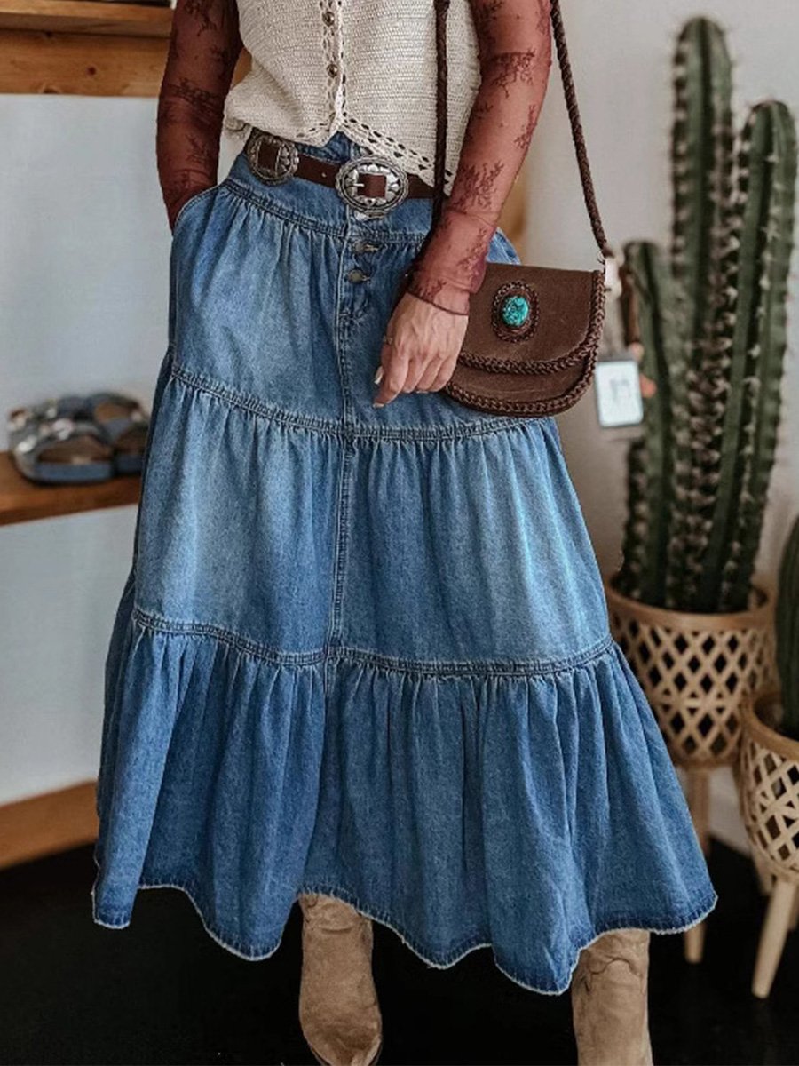 Inéalondon™ | Layered Cake Denim Skirt