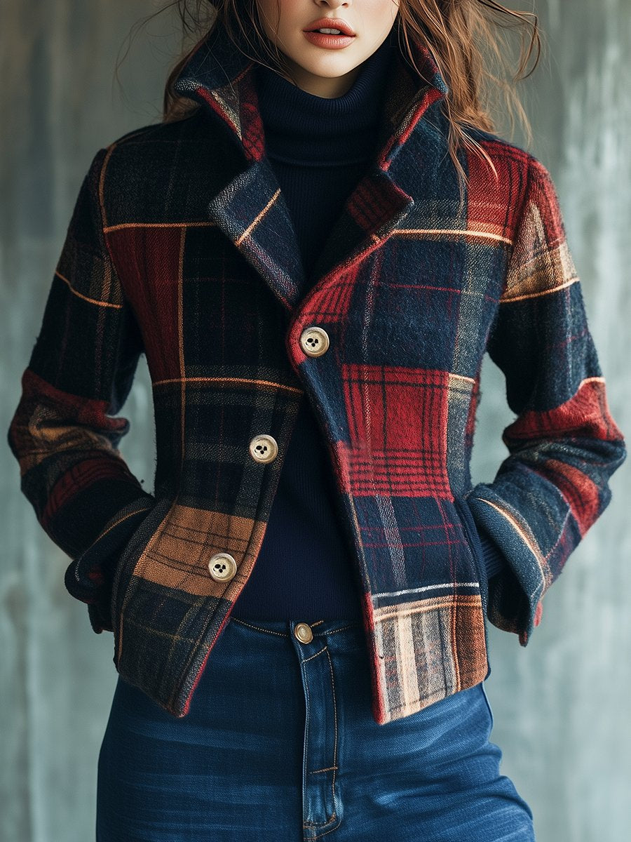Inéalondon™ | Plaid Pattern Woolen Jacket