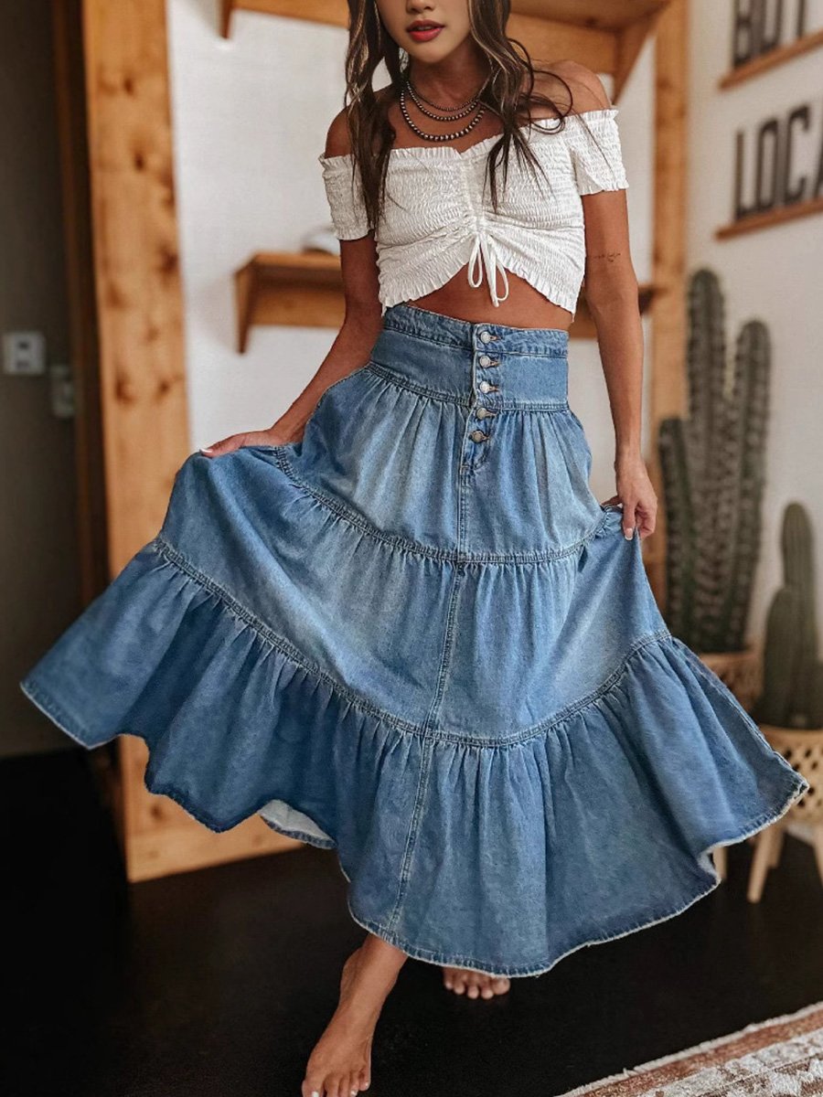 Inéalondon™ | Layered Cake Denim Skirt