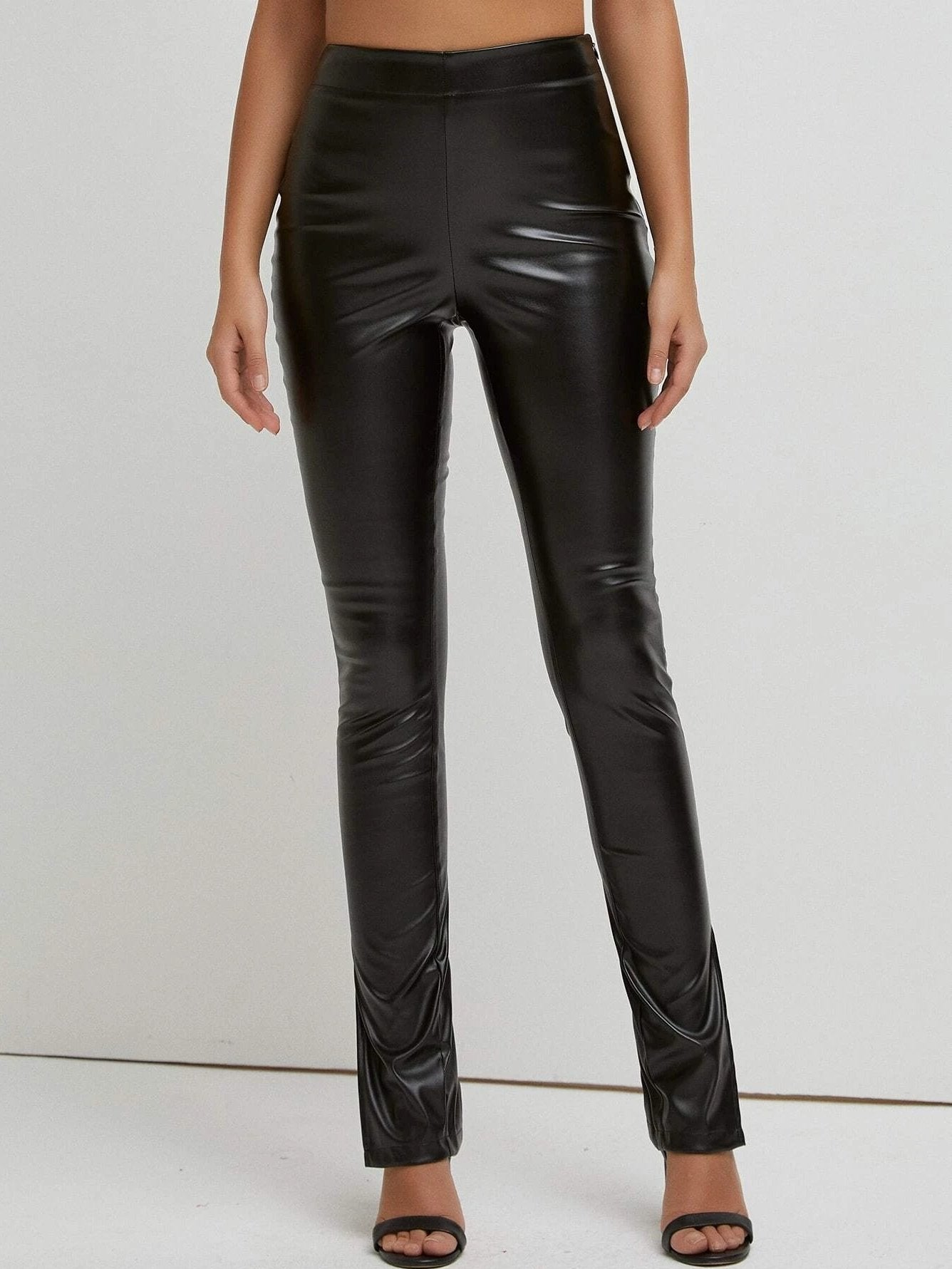 Inéalondon™ | Slit Slim Leather Pants