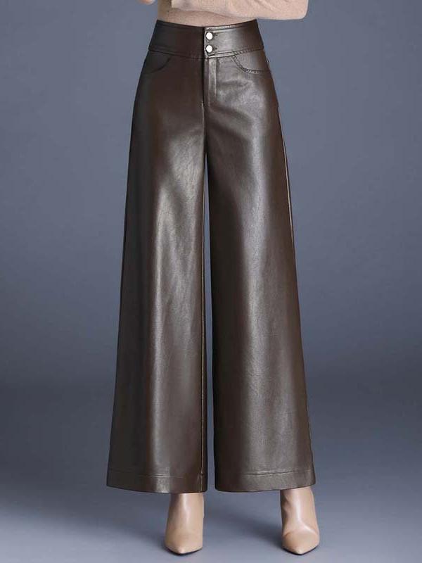 Inéalondon™ | Wide-leg Leather Pants