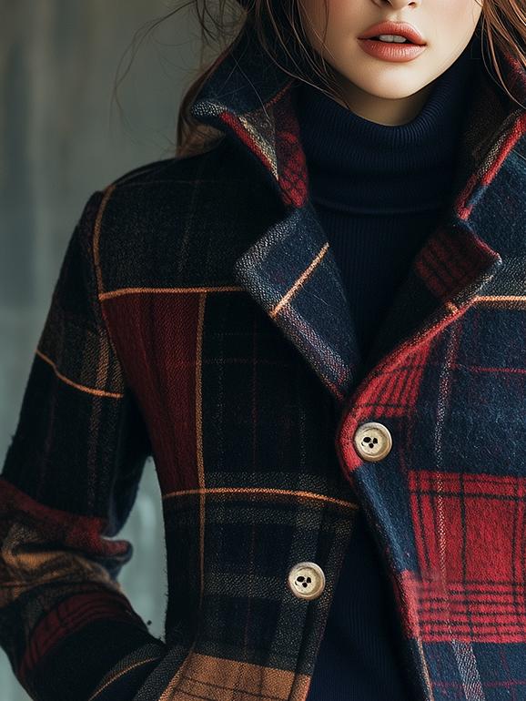 Inéalondon™ | Plaid Pattern Woolen Jacket