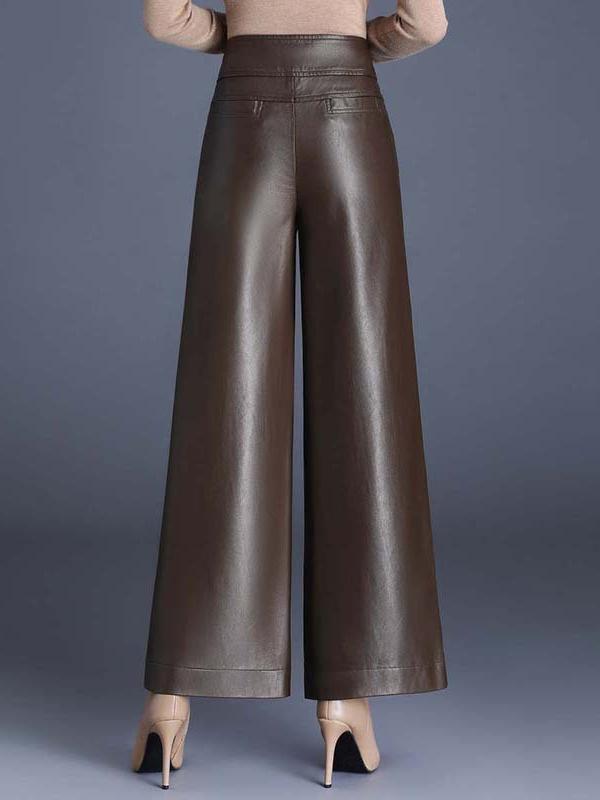 Inéalondon™ | Wide-leg Leather Pants
